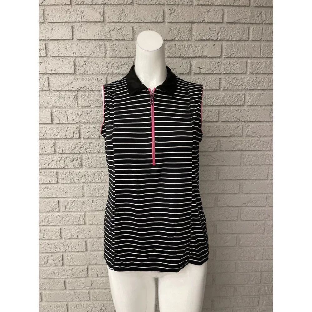 Sport Haley Black / White Stripe Sleeveless Top Size M